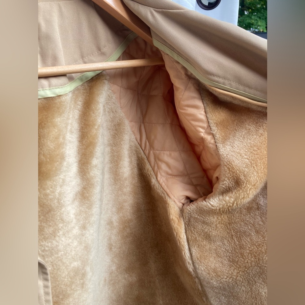Vintage Sears All-Weather Coat w/ Faux Fur Lining, Tan, Women’s Size 16 - Picture 12 of 14